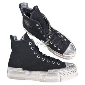 Converse Chuck 70 Plus Hi Punk Black Egret Distressed Platform Sneaker Women 9.5